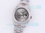 Replica Rolex Datejust Grey Roman Dial Diamond Bracelet Watch
